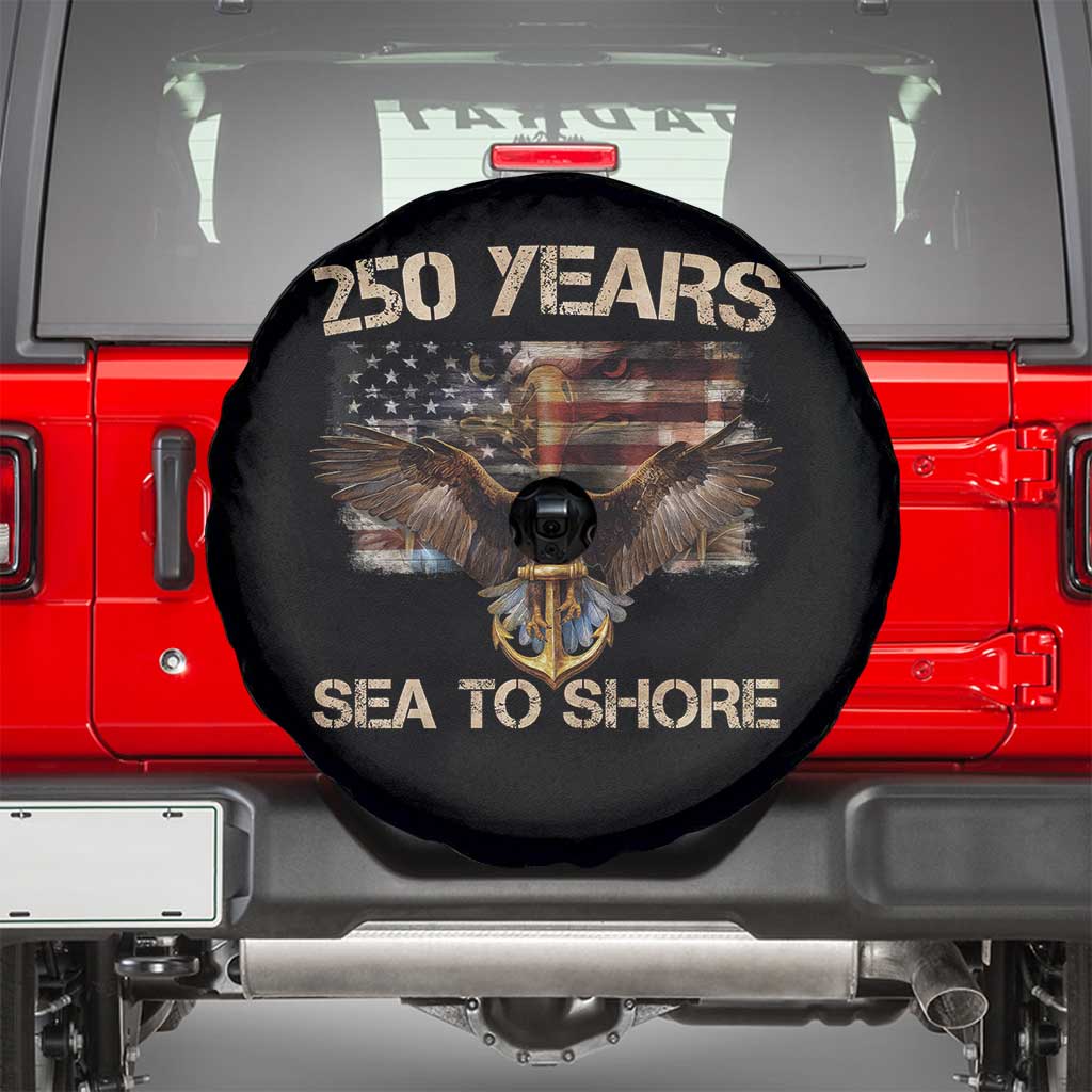 US Navy Military 250th Anniversary Spare Tire Cover 250 Years Sea To Shore Bald Eagle - Wonder Print Shop