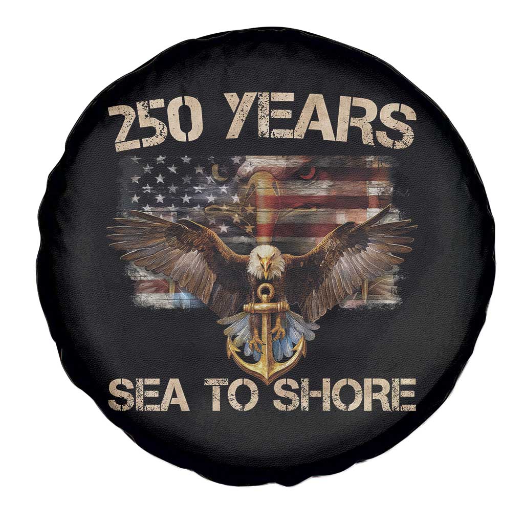 US Navy Military 250th Anniversary Spare Tire Cover 250 Years Sea To Shore Bald Eagle - Wonder Print Shop