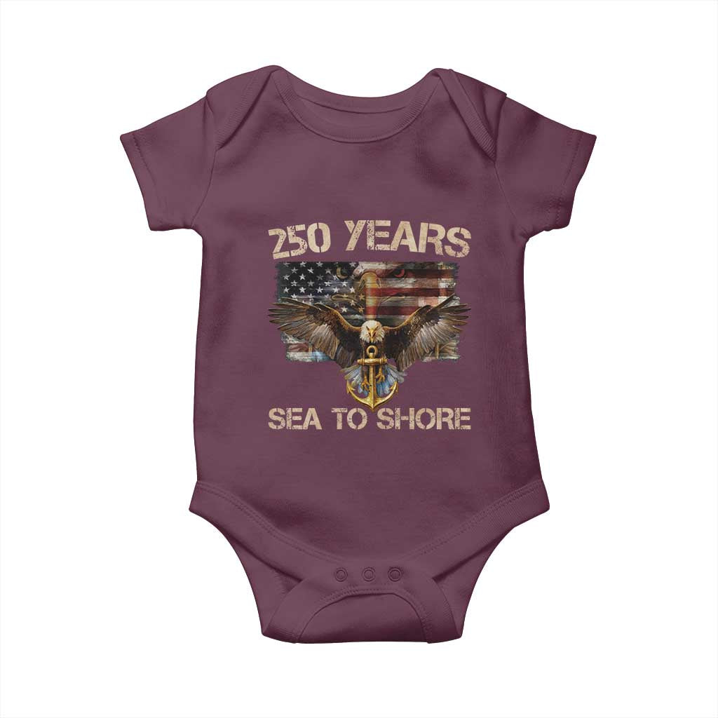 US Navy Military 250th Anniversary Baby Onesie 250 Years Sea To Shore Bald Eagle - Wonder Print Shop