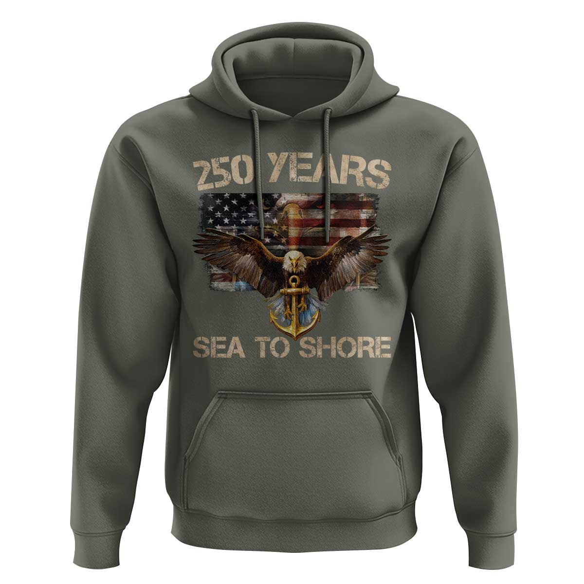 US Navy Military 250th Anniversary Hoodie 250 Years Sea To Shore Bald Eagle - Wonder Print Shop
