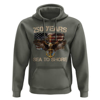 US Navy Military 250th Anniversary Hoodie 250 Years Sea To Shore Bald Eagle - Wonder Print Shop