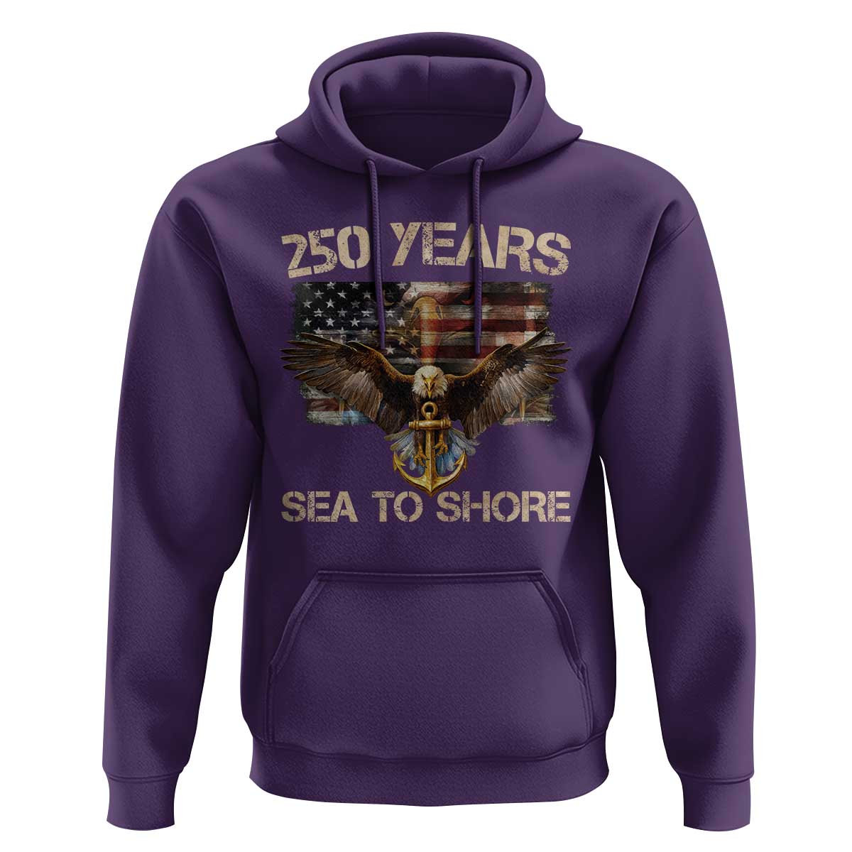 US Navy Military 250th Anniversary Hoodie 250 Years Sea To Shore Bald Eagle - Wonder Print Shop