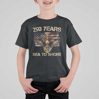 US Navy Military 250th Anniversary T Shirt For Kid 250 Years Sea To Shore Bald Eagle - Wonder Print Shop