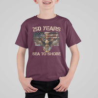 US Navy Military 250th Anniversary T Shirt For Kid 250 Years Sea To Shore Bald Eagle - Wonder Print Shop