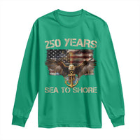 US Navy Military 250th Anniversary Long Sleeve Shirt 250 Years Sea To Shore Bald Eagle - Wonder Print Shop