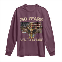 US Navy Military 250th Anniversary Long Sleeve Shirt 250 Years Sea To Shore Bald Eagle - Wonder Print Shop