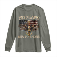 US Navy Military 250th Anniversary Long Sleeve Shirt 250 Years Sea To Shore Bald Eagle - Wonder Print Shop