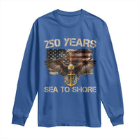 US Navy Military 250th Anniversary Long Sleeve Shirt 250 Years Sea To Shore Bald Eagle - Wonder Print Shop