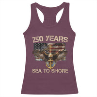 US Navy Military 250th Anniversary Racerback Tank Top 250 Years Sea To Shore Bald Eagle - Wonder Print Shop