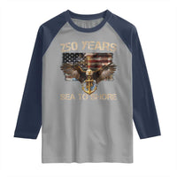 US Navy Military 250th Anniversary Raglan Shirt 250 Years Sea To Shore Bald Eagle - Wonder Print Shop
