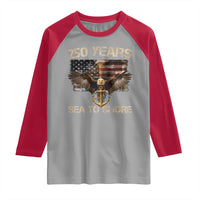 US Navy Military 250th Anniversary Raglan Shirt 250 Years Sea To Shore Bald Eagle - Wonder Print Shop