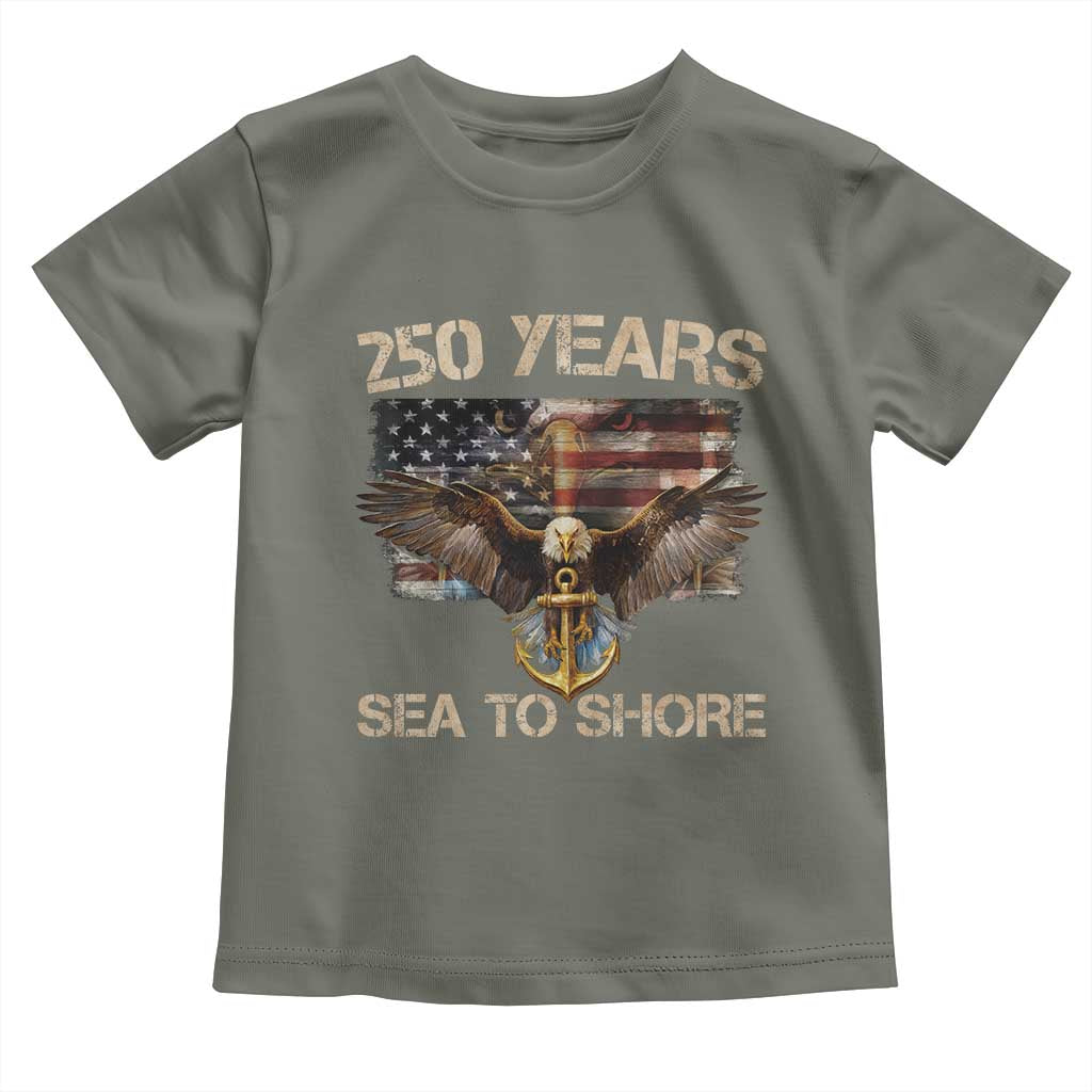 US Navy Military 250th Anniversary Toddler T Shirt 250 Years Sea To Shore Bald Eagle - Wonder Print Shop