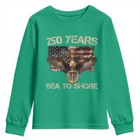 US Navy Military 250th Anniversary Youth Sweatshirt 250 Years Sea To Shore Bald Eagle - Wonder Print Shop