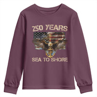 US Navy Military 250th Anniversary Youth Sweatshirt 250 Years Sea To Shore Bald Eagle - Wonder Print Shop