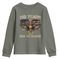 US Navy Military 250th Anniversary Youth Sweatshirt 250 Years Sea To Shore Bald Eagle - Wonder Print Shop