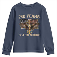 US Navy Military 250th Anniversary Youth Sweatshirt 250 Years Sea To Shore Bald Eagle - Wonder Print Shop