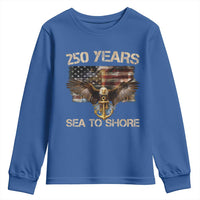 US Navy Military 250th Anniversary Youth Sweatshirt 250 Years Sea To Shore Bald Eagle - Wonder Print Shop