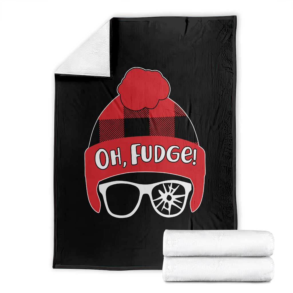 Funny Christmas Movie Throw Blanket Oh Fudge Buffalo Plaid Printed Graphic Beanie Cap - Wonder Print Shop