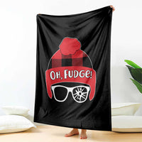 Funny Christmas Movie Throw Blanket Oh Fudge Buffalo Plaid Printed Graphic Beanie Cap - Wonder Print Shop