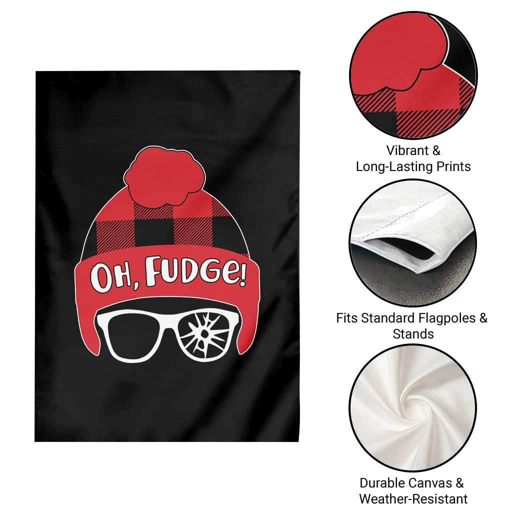 Funny Christmas Movie Garden Flag Oh Fudge Buffalo Plaid Printed Graphic Beanie Cap - Wonder Print Shop