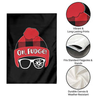 Funny Christmas Movie Garden Flag Oh Fudge Buffalo Plaid Printed Graphic Beanie Cap - Wonder Print Shop