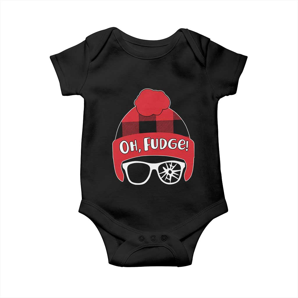 Funny Christmas Movie Baby Onesie Oh Fudge Buffalo Plaid Printed Graphic Beanie Cap - Wonder Print Shop