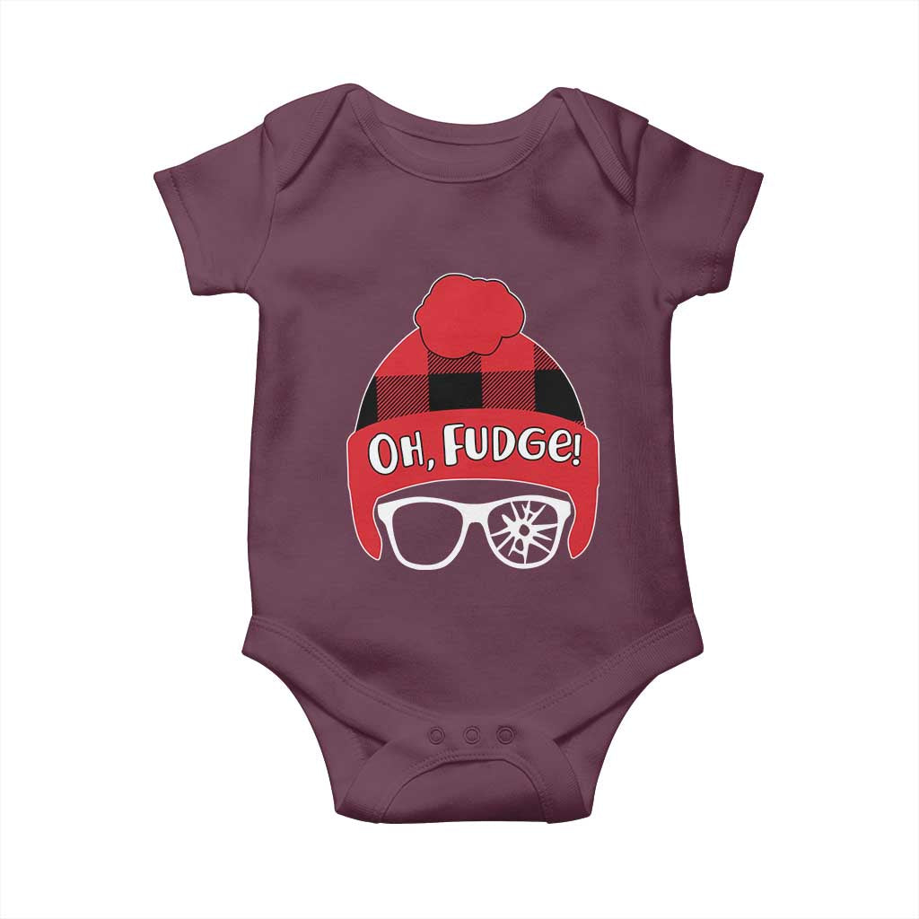 Funny Christmas Movie Baby Onesie Oh Fudge Buffalo Plaid Printed Graphic Beanie Cap - Wonder Print Shop