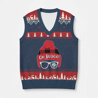Funny Xmas Movie V-Neck Knit Sweater Vest Oh Fudge Buffalo Plaid Printed Graphic Beanie Cap - Wonder Print Shop