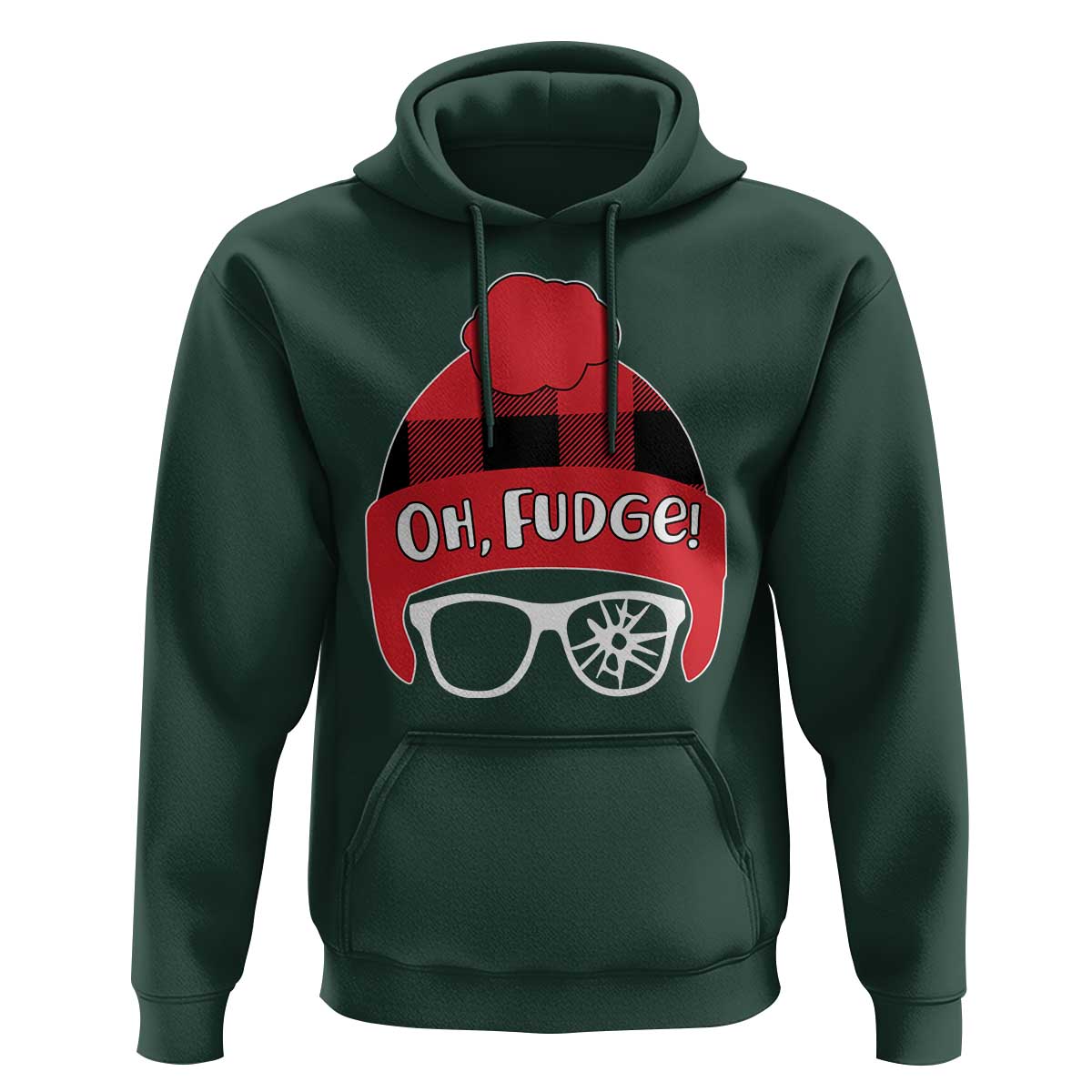 Funny Christmas Movie Hoodie Oh Fudge Buffalo Plaid Printed Graphic Beanie Cap - Wonder Print Shop