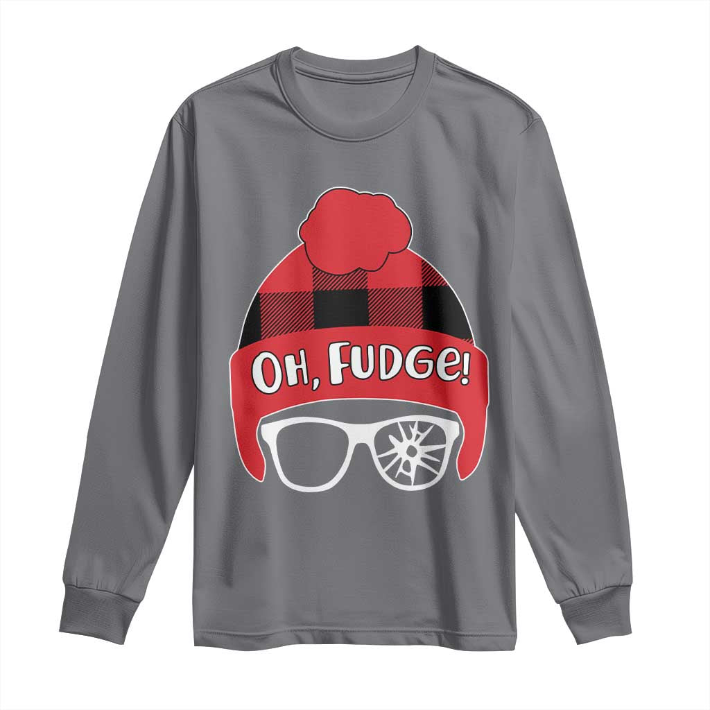 Funny Christmas Movie Long Sleeve Shirt Oh Fudge Buffalo Plaid Printed Graphic Beanie Cap - Wonder Print Shop