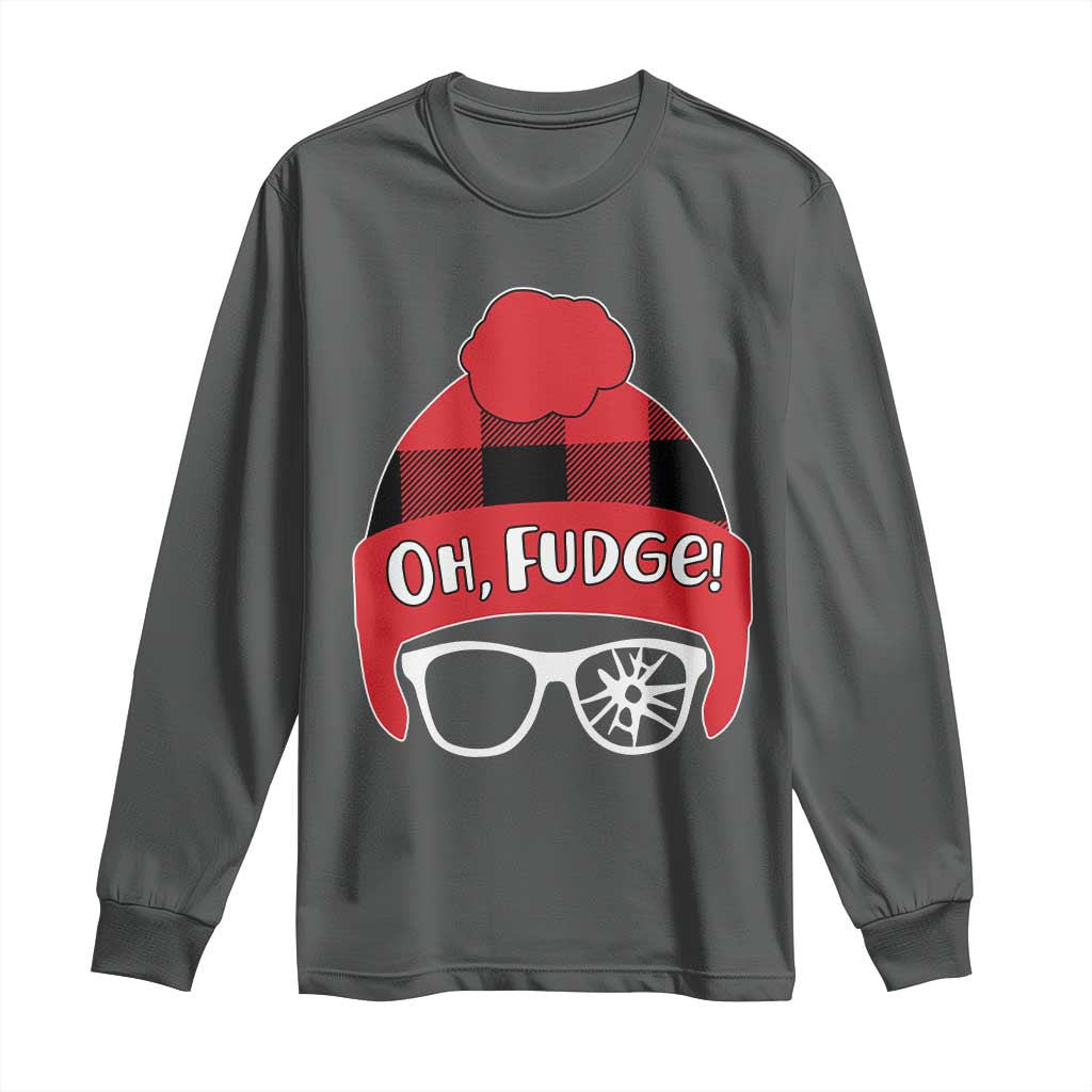 Funny Christmas Movie Long Sleeve Shirt Oh Fudge Buffalo Plaid Printed Graphic Beanie Cap - Wonder Print Shop