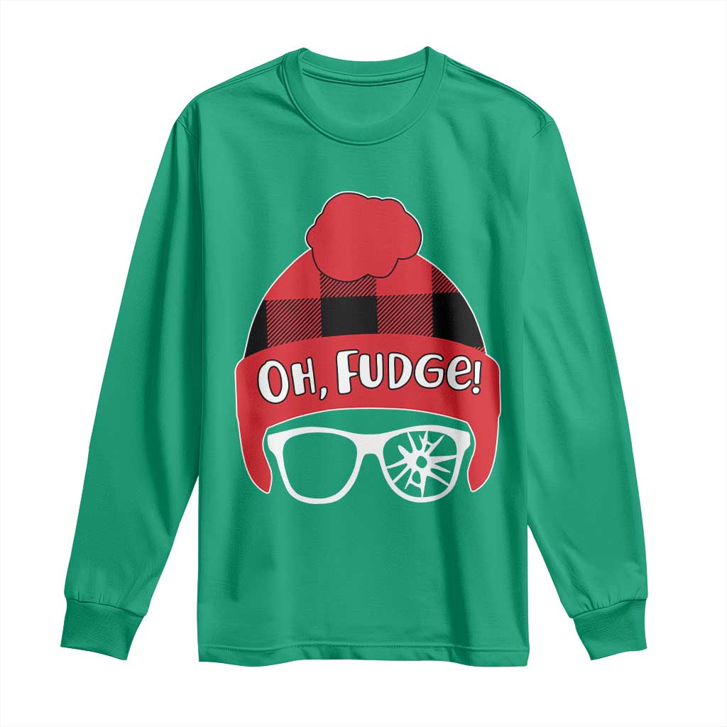 Funny Christmas Movie Long Sleeve Shirt Oh Fudge Buffalo Plaid Printed Graphic Beanie Cap - Wonder Print Shop