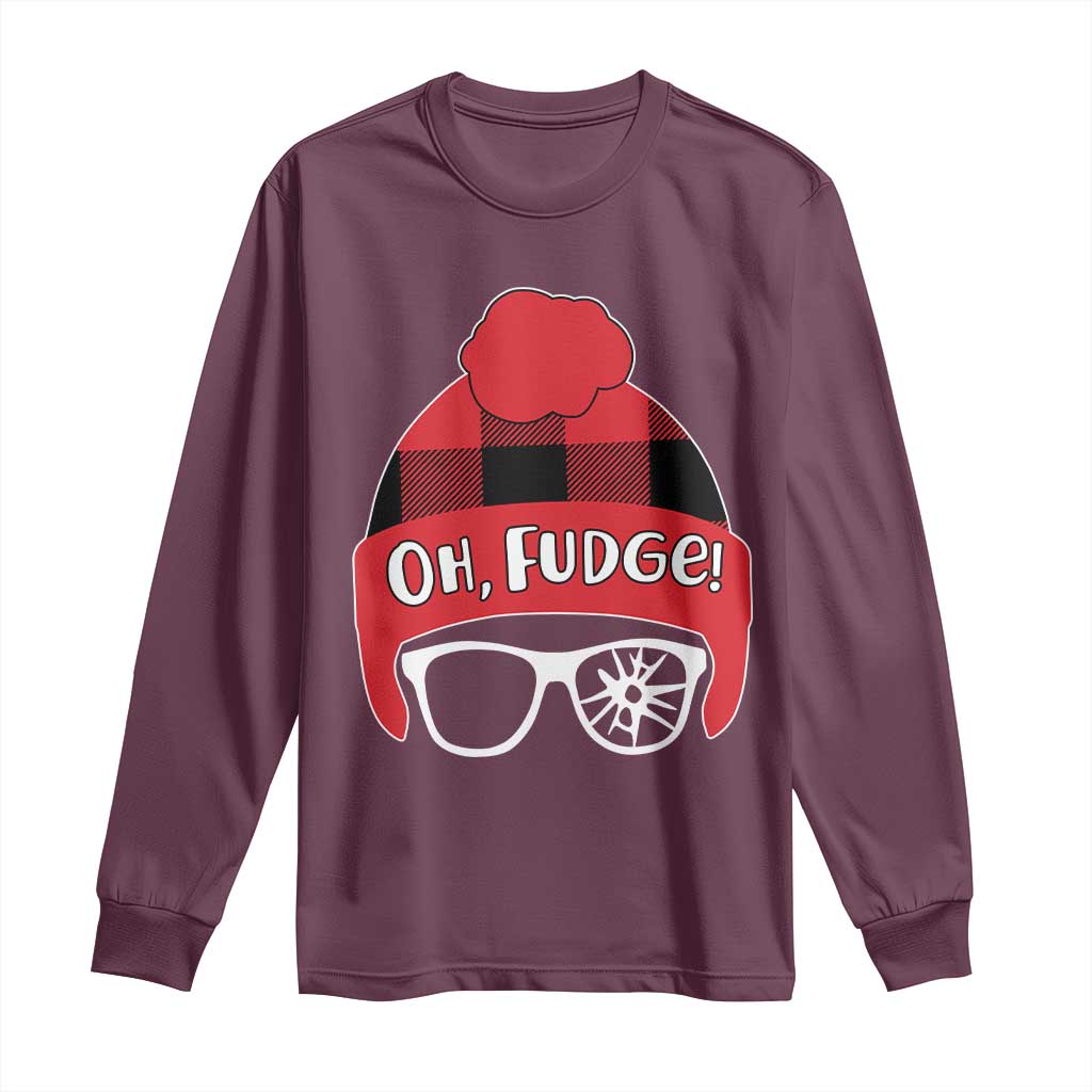 Funny Christmas Movie Long Sleeve Shirt Oh Fudge Buffalo Plaid Printed Graphic Beanie Cap - Wonder Print Shop