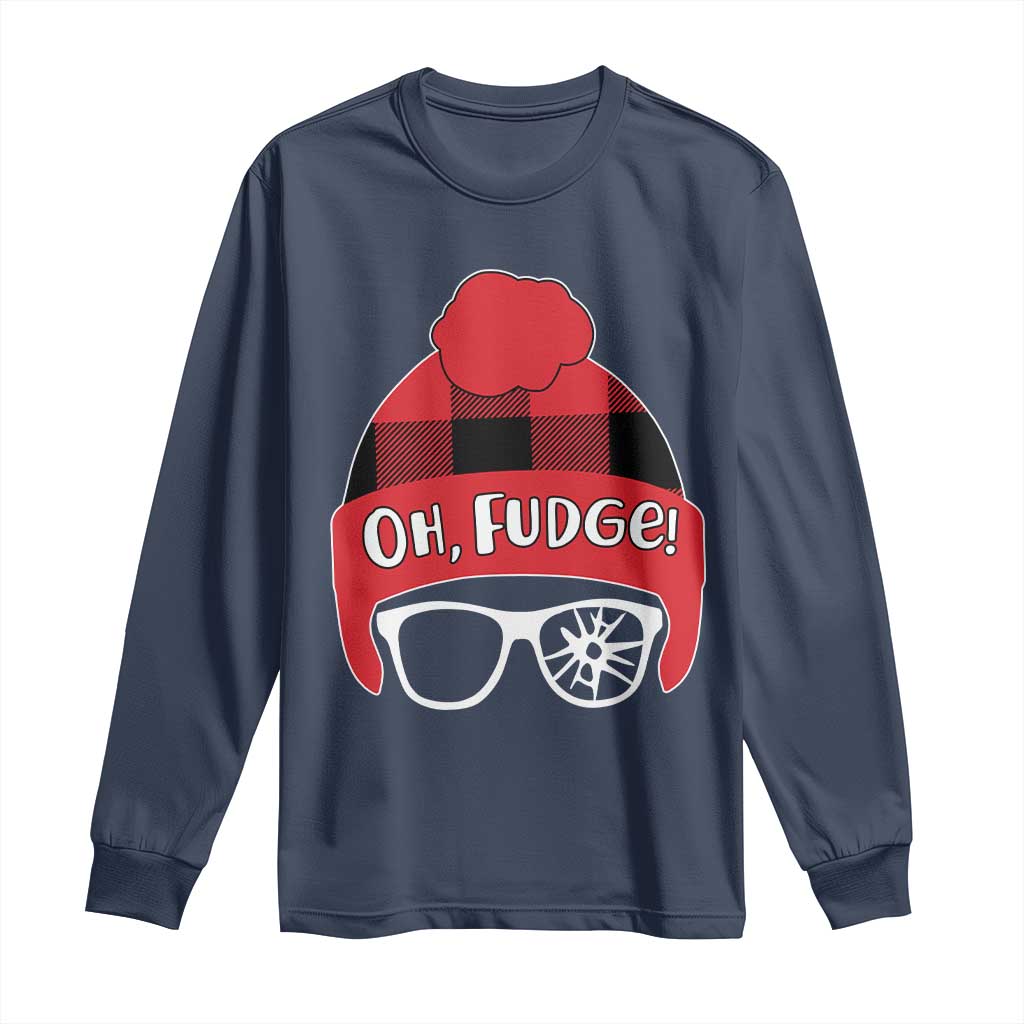 Funny Christmas Movie Long Sleeve Shirt Oh Fudge Buffalo Plaid Printed Graphic Beanie Cap - Wonder Print Shop