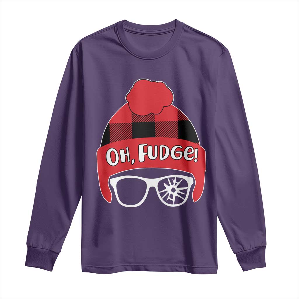 Funny Christmas Movie Long Sleeve Shirt Oh Fudge Buffalo Plaid Printed Graphic Beanie Cap - Wonder Print Shop