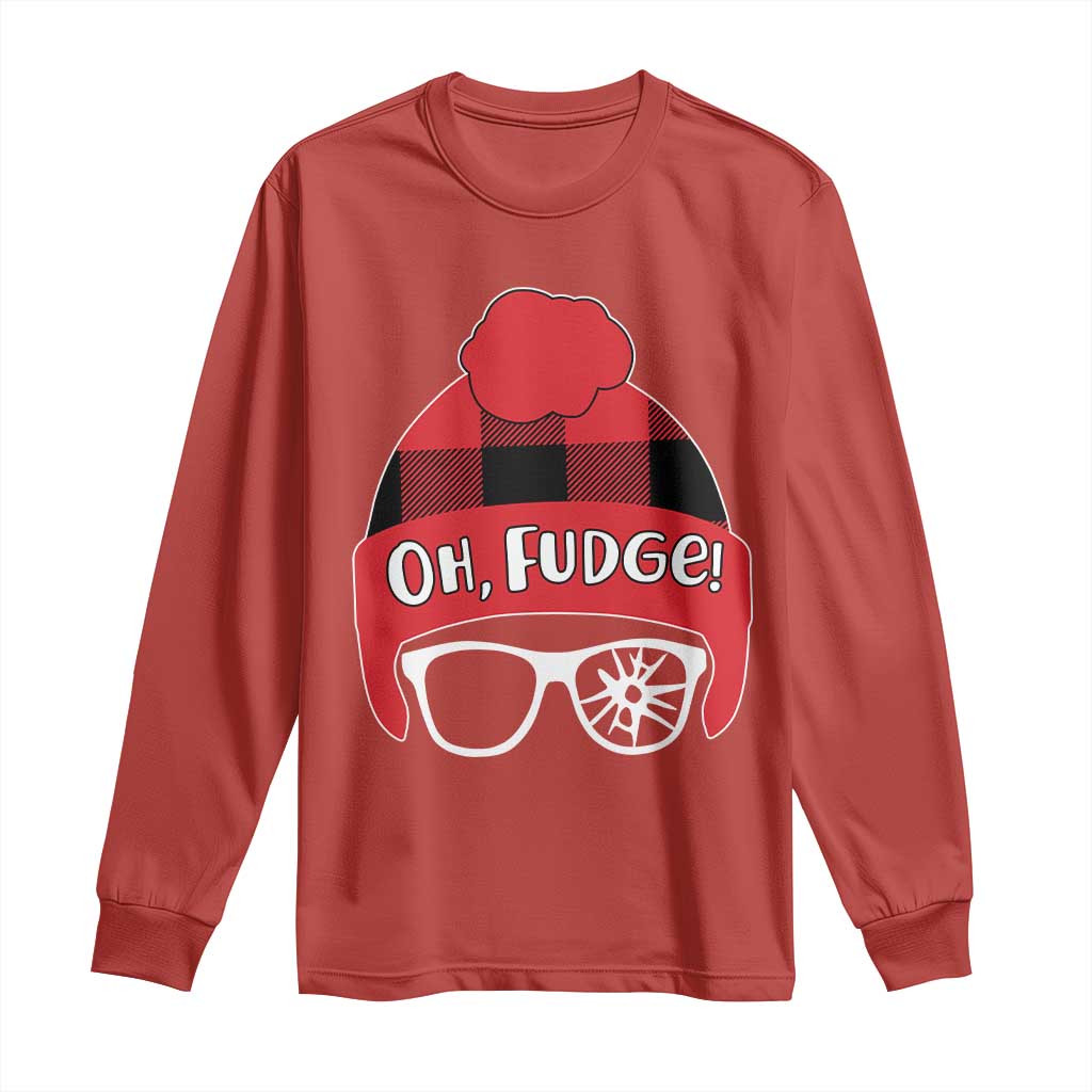 Funny Christmas Movie Long Sleeve Shirt Oh Fudge Buffalo Plaid Printed Graphic Beanie Cap - Wonder Print Shop