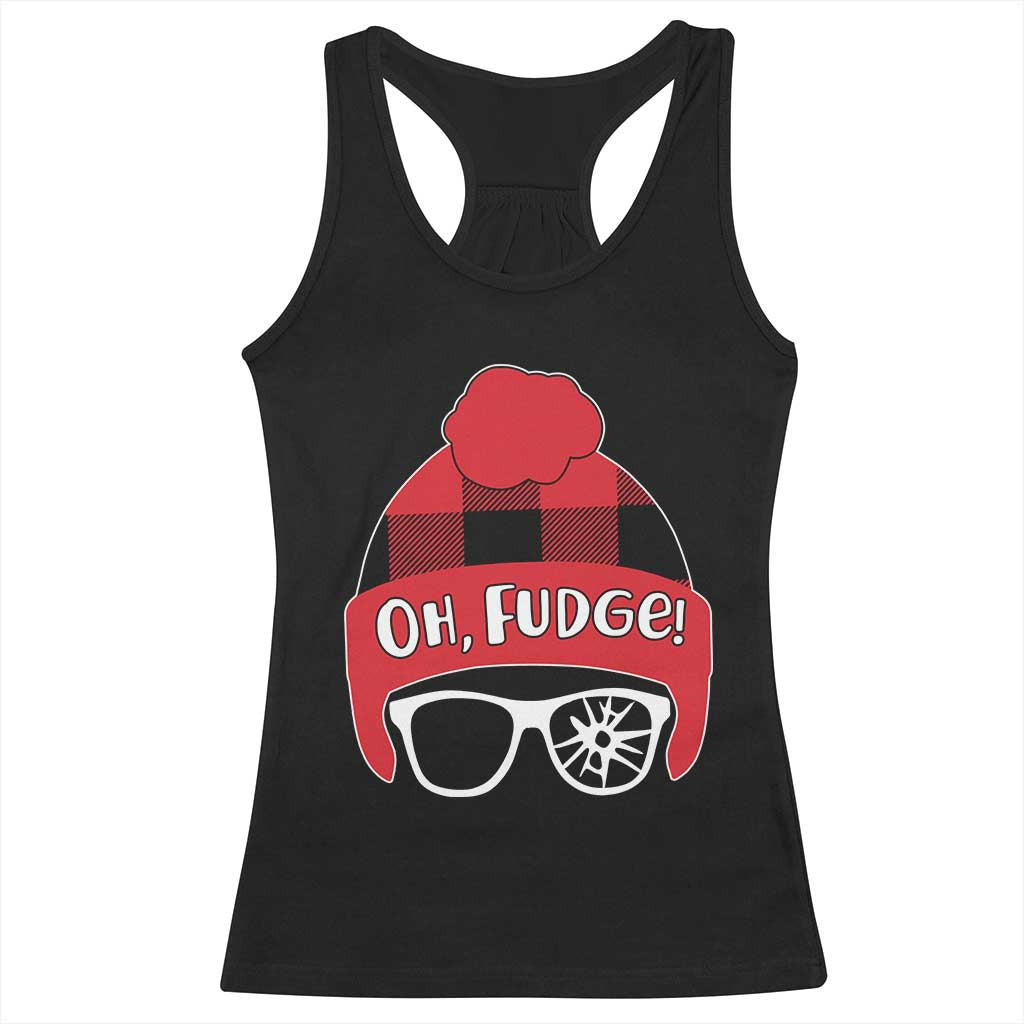 Funny Christmas Movie Racerback Tank Top Oh Fudge Buffalo Plaid Printed Graphic Beanie Cap - Wonder Print Shop
