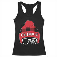 Funny Christmas Movie Racerback Tank Top Oh Fudge Buffalo Plaid Printed Graphic Beanie Cap - Wonder Print Shop