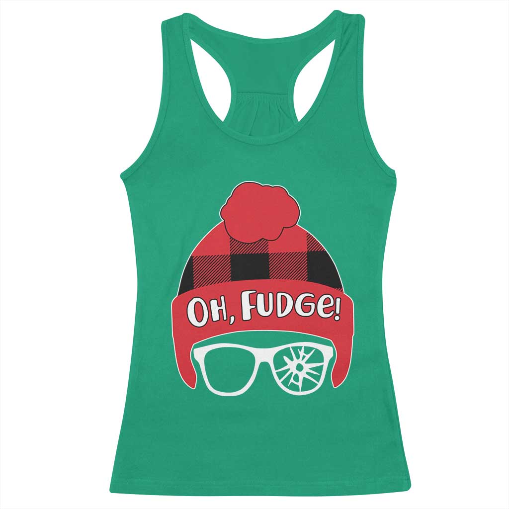 Funny Christmas Movie Racerback Tank Top Oh Fudge Buffalo Plaid Printed Graphic Beanie Cap - Wonder Print Shop