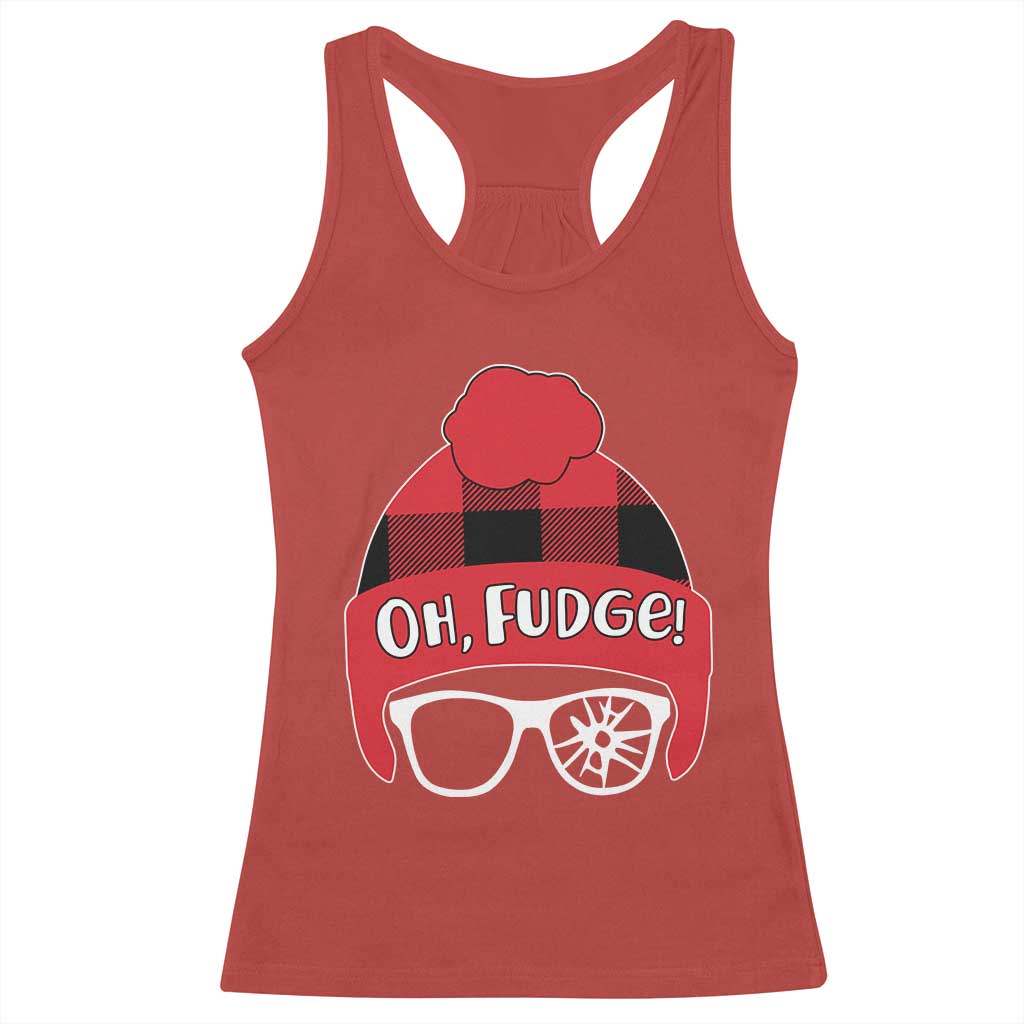 Funny Christmas Movie Racerback Tank Top Oh Fudge Buffalo Plaid Printed Graphic Beanie Cap - Wonder Print Shop