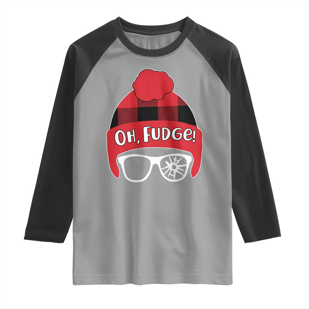 Funny Christmas Movie Raglan Shirt Oh Fudge Buffalo Plaid Printed Graphic Beanie Cap - Wonder Print Shop