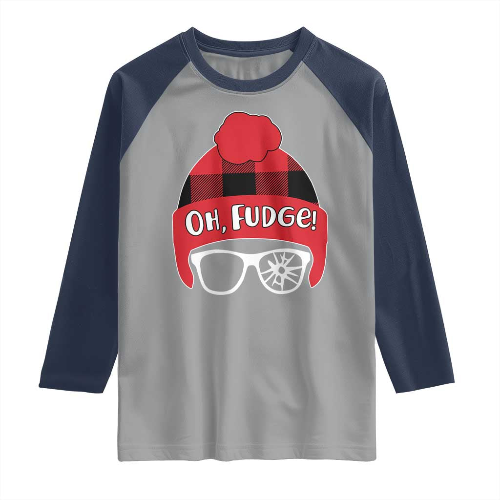 Funny Christmas Movie Raglan Shirt Oh Fudge Buffalo Plaid Printed Graphic Beanie Cap - Wonder Print Shop