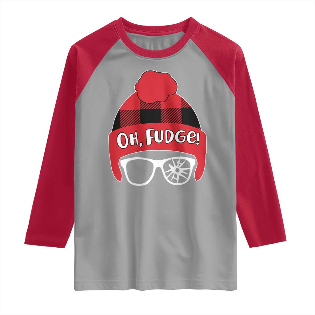 Funny Christmas Movie Raglan Shirt Oh Fudge Buffalo Plaid Printed Graphic Beanie Cap - Wonder Print Shop