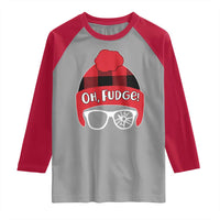 Funny Christmas Movie Raglan Shirt Oh Fudge Buffalo Plaid Printed Graphic Beanie Cap - Wonder Print Shop