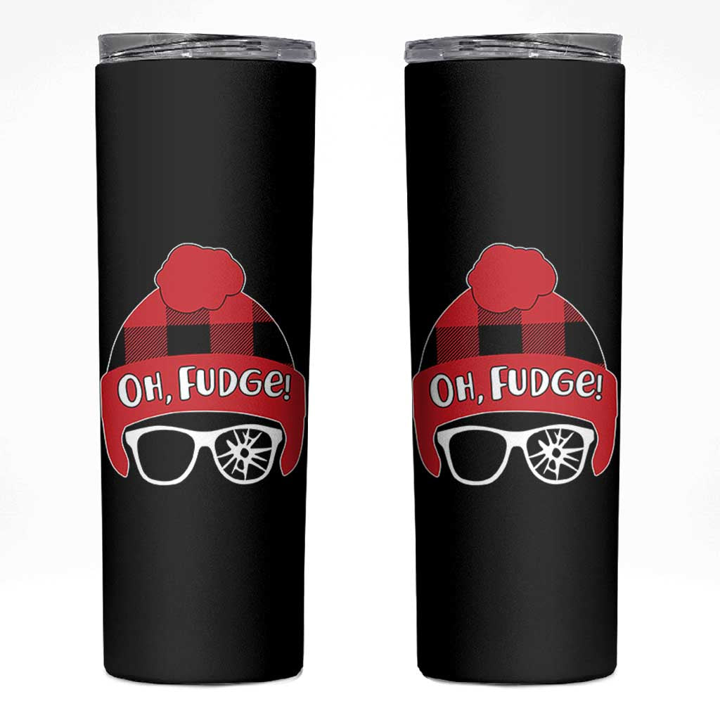Funny Christmas Movie Skinny Tumbler Oh Fudge Buffalo Plaid Printed Graphic Beanie Cap - Wonder Print Shop
