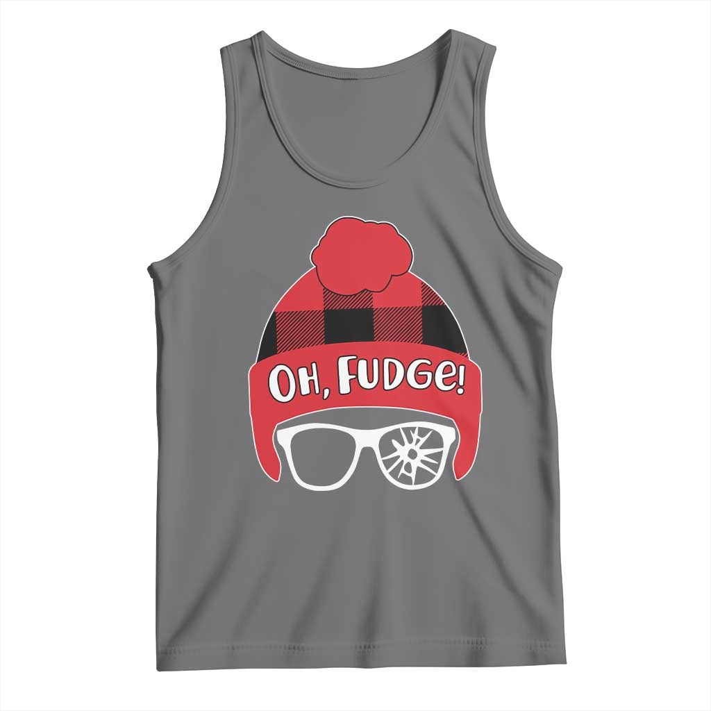 Funny Christmas Movie Tank Top Oh Fudge Buffalo Plaid Printed Graphic Beanie Cap - Wonder Print Shop