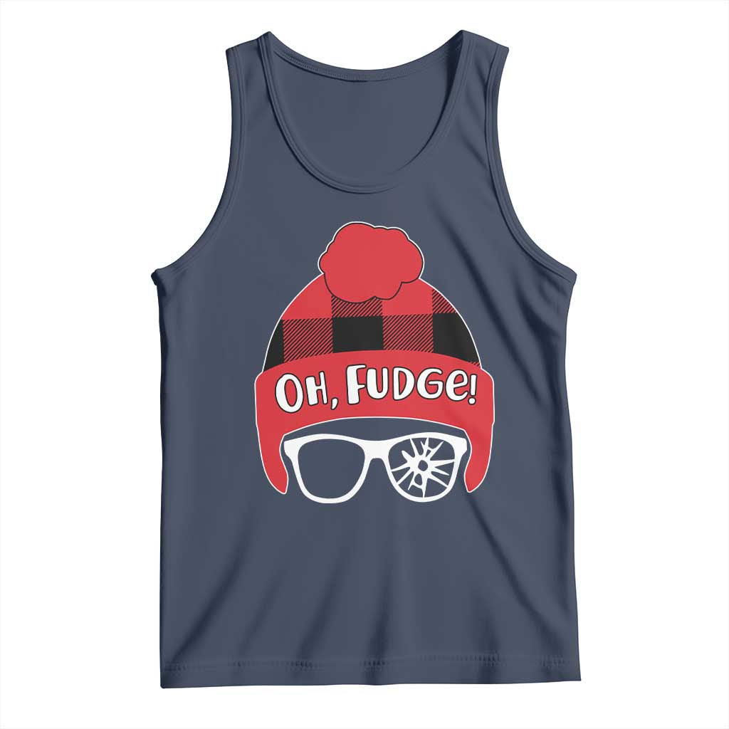 Funny Christmas Movie Tank Top Oh Fudge Buffalo Plaid Printed Graphic Beanie Cap - Wonder Print Shop