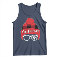 Funny Christmas Movie Tank Top Oh Fudge Buffalo Plaid Printed Graphic Beanie Cap - Wonder Print Shop