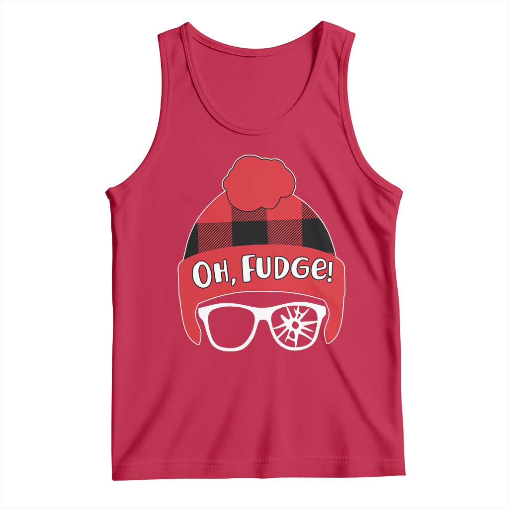 Funny Christmas Movie Tank Top Oh Fudge Buffalo Plaid Printed Graphic Beanie Cap - Wonder Print Shop