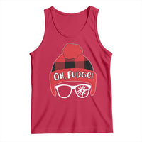 Funny Christmas Movie Tank Top Oh Fudge Buffalo Plaid Printed Graphic Beanie Cap - Wonder Print Shop